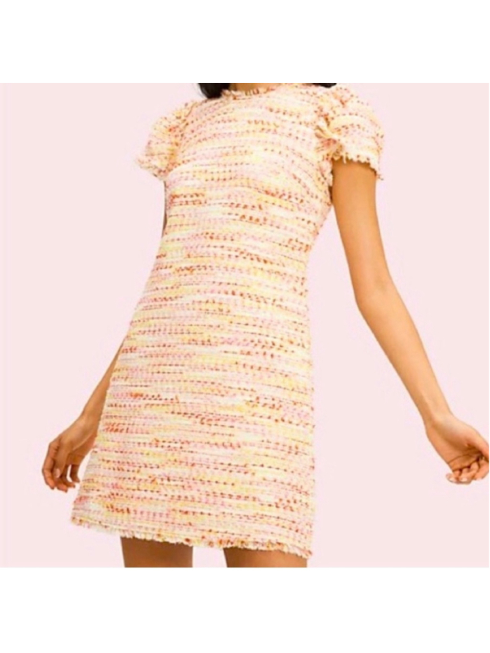 Women's Kate Spade Tweed Mini Dress Size 4 White, Pink, Yellow